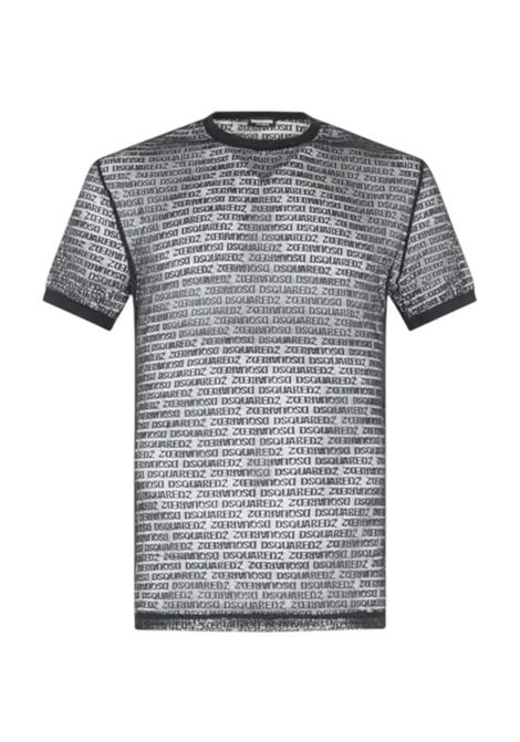 T-shirt DSquared2 uomo DM3L5750 Nero manica corta trasparente stampa all over DSQUARED2 UNDERWEAR | T-shirt | DM3L5750001